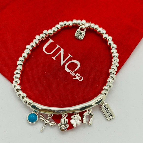 UNO de 50 Luckykeys bracelet amazonite/dragonfly/hand/four-leaf clover/horseshoe - Picture 6 of 6